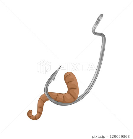 Illustration of Worm On Hook Illustration of Worm On Hook 129039868