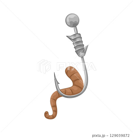 Illustration of Worm On Hook Illustration of Worm On Hook 129039872