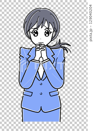 Office lady in a suit with watery eyes (upper body, simple) Office lady in a suit with watery eyes (upper body, simple) 129040204