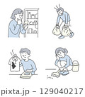 家事に奮闘する男女の日常セット 129040217