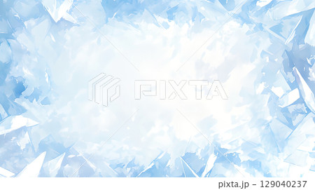 淡いブルーのクリスタルのような抽象的な模様の水彩イラスト背景 淡いブルーのクリスタルのような抽象的な模様の水彩イラスト背景 129040237