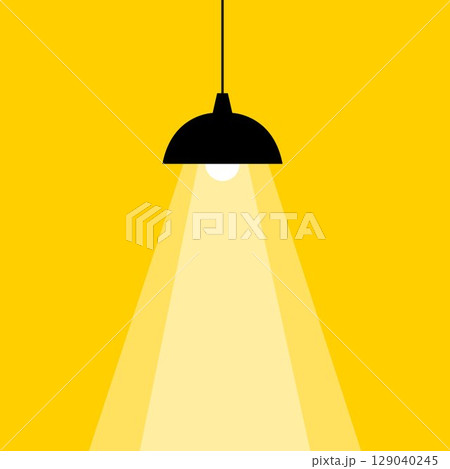 Ceiling Lamp Illuminating Bright Light Against a Yellow Backdrop Ceiling Lamp Illuminating Bright Light Against a Yellow Backdrop 129040245