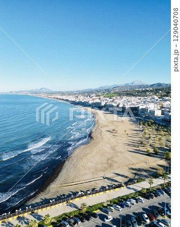 Aerial view of Rethymno city in Crete and the sea 129040708