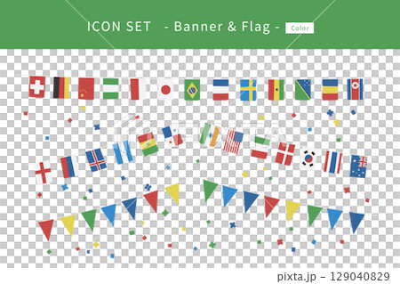 旗幟和橫幅圖標集 旗幟和橫幅圖標集 129040829