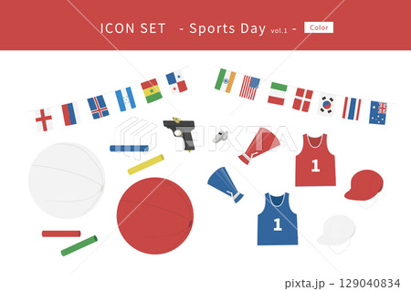 運動会アイコンセット Vol.1 運動会アイコンセット Vol.1 129040834