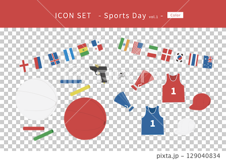 運動会アイコンセット Vol.1 運動会アイコンセット Vol.1 129040834