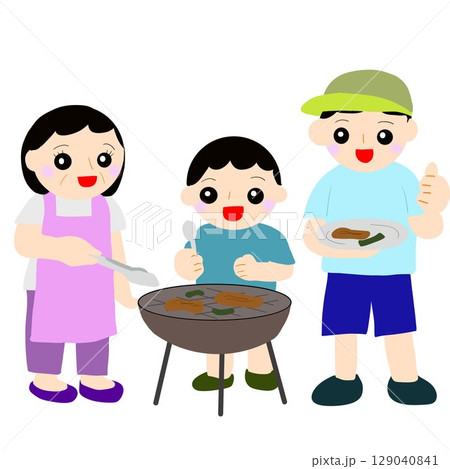 バーベキューをする家族 129040841