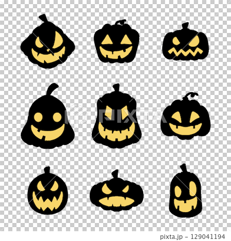 Halloween jack-o'-lantern silhouette illustration 129041194