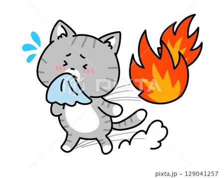 避難訓練！合言葉は「おはしも」走らないNGイラスト 129041257