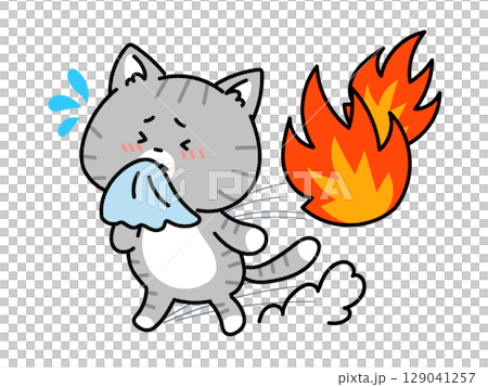 避難訓練！合言葉は「おはしも」走らないNGイラスト 129041257