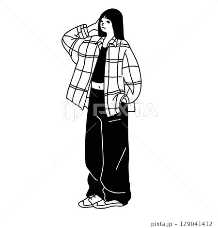 ファッション　女性　オシャレ　スポーティー　ベクター 129041412