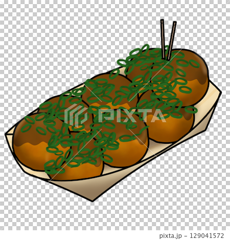 8個蔥花章魚燒的插圖 129041572