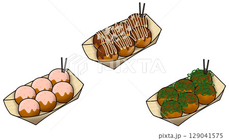 色々なたこ焼きのイラストセット 129041575