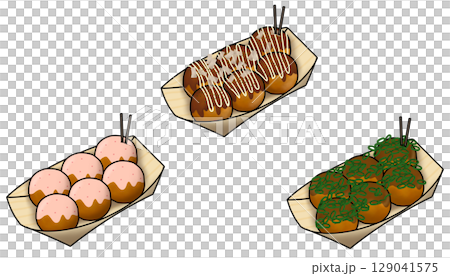 色々なたこ焼きのイラストセット 129041575