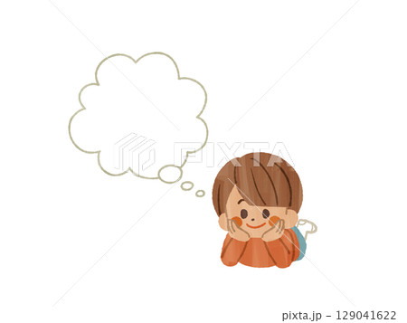 考え事をしている子供-ガッシュ 129041622
