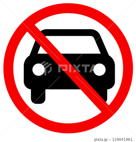 no car sign. no car allowed forbidden. parking prohibited symbol. flat style. 129041961