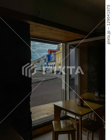 A view from inside a cafe in Horta, Faial Island, Azores A view from inside a cafe in Horta, Faial Island, Azores 129041978
