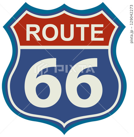 Classic Route 66 Highway Sign Illustration Classic Route 66 Highway Sign Illustration 129042273