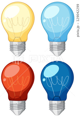 Colorful Light Bulbs Vector Illustration Set 129042299