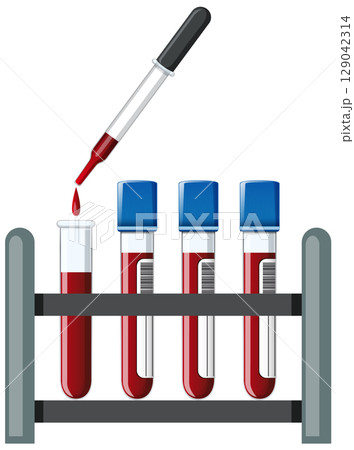 Blood Sample Test Tubes and Dropper in Rack 129042314