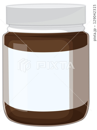 Vector Illustration of Chocolate Spread Jar with Blank Label 129042315