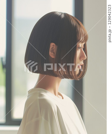 美しい髪の女性・トリートメント「AI生成画像」 129042323