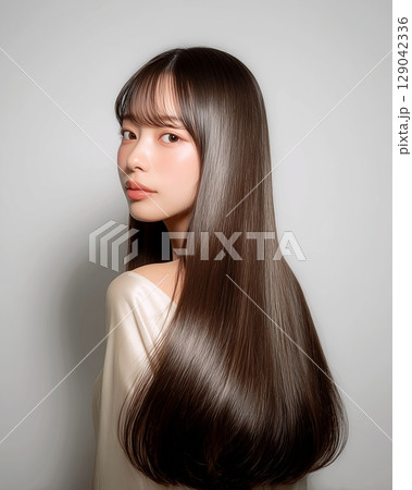 美しい髪の女性・トリートメント「AI生成画像」 129042336