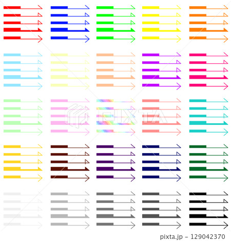 プレゼン・資料に使える矢印パーツ　25色セット 129042370