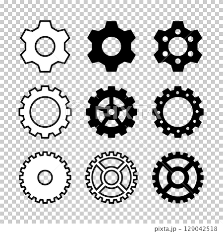 插圖素材：向量齒輪圖示集 129042518