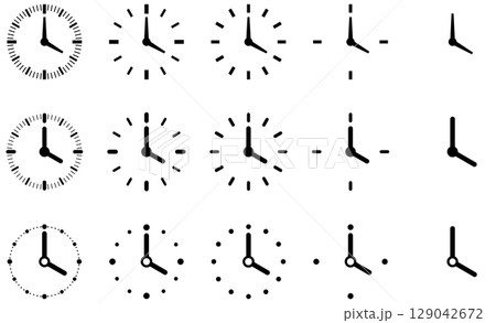 様々な形の時計アイコンのベクターイラストセット 129042672