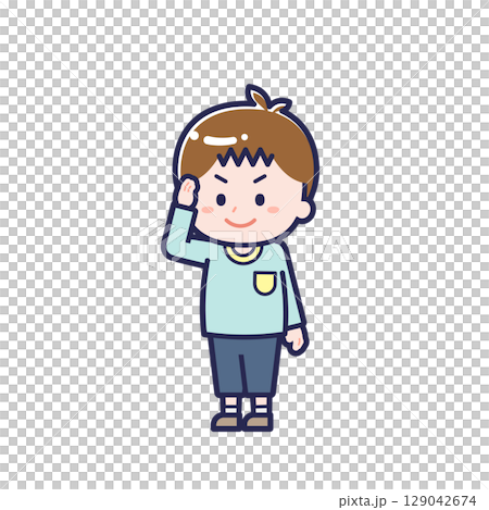 Child in casual clothes / diagonal / boy 02 Child in casual clothes / diagonal / boy 02 129042674