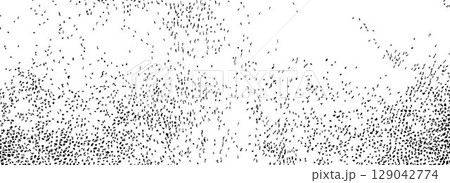 Grunge grain texture. Black and white distressed noise dots background. Irregular gritty wallpaper. Dirty grit specks overlay. Gravel particles backdrop for banner, poster, brochure. Vector 129042774