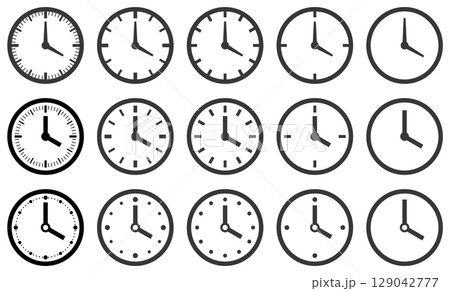 様々な形の時計アイコンのベクターイラストセット 129042777