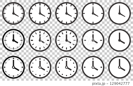 様々な形の時計アイコンのベクターイラストセット 129042777