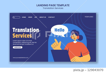 International Translation Day Design with Social Media Landing Page in Cartoon Style Background International Translation Day Design with Social Media Landing Page in Cartoon Style Background 129043070