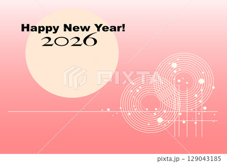 科学技術をイメージする幾何学模様の年賀状2026 129043185