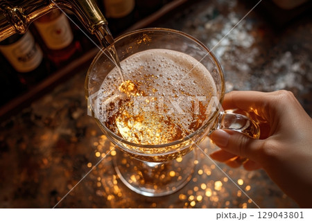 A Refreshing Sparkling Beverage Served in an Elegant Glass, Perfect for Any Celebration 129043801