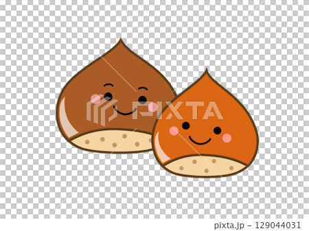 Illustration of a cute chestnut parent and child with faces 129044031