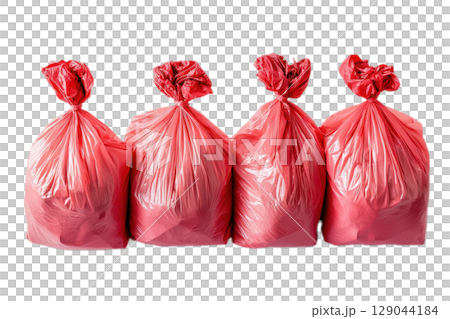 Vibrantly Colorful Red Trash Bags Designed Specifically for Efficient Waste Disposal Solutions 129044184