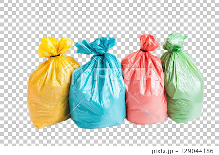 Vibrant and Colorful Trash Bags Designed Specifically for Efficient Household Waste Management 129044186