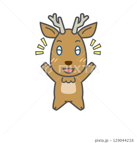 鹿イラスト（オス・嬉しい） 129044218