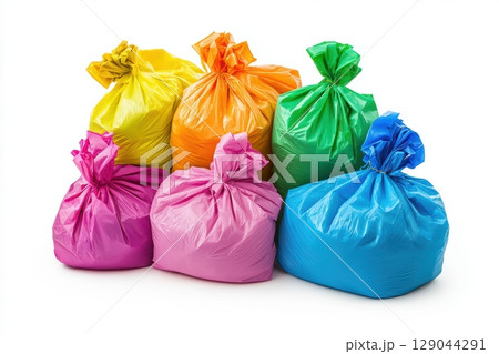 Bright and Colorful Garbage Bags Perfect for Effective Waste Management Solutions 129044291