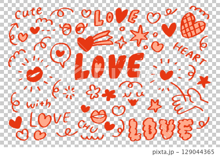 A lovely motif set featuring red crayon-style hand-drawn hearts and LOVE letters. Perfect for romance and Valentine's Day. A lovely motif set featuring red crayon-style hand-drawn hearts and LOVE letters. Perfect for romance and Valentine's Day. 129044365