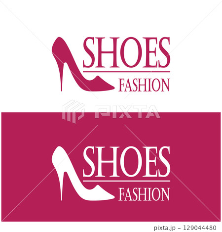 Logo for women's high heel shoes that is elegant and luxurious and feminine. Logo for business, women's shoe shop, fashion, shoe company, beauty. 129044480