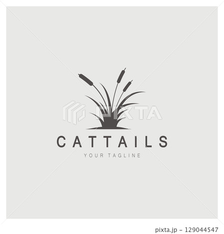 cattails or river reed grass plant logo design, aquatic plants, swamp, wild grass vector cattails or river reed grass plant logo design, aquatic plants, swamp, wild grass vector 129044547