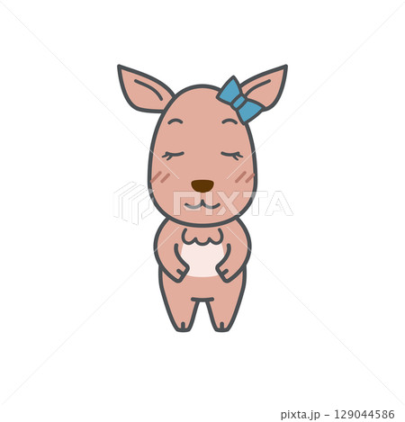 鹿イラスト（メス・おじぎ） 129044586