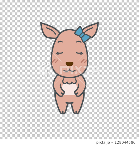 鹿イラスト（メス・おじぎ） 129044586