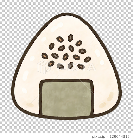 飯糰上的芝麻鹽的手繪插圖 飯糰上的芝麻鹽的手繪插圖 129044813