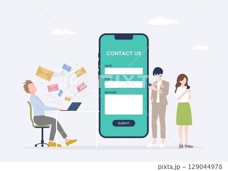 コンバージョンに優れたデザインでお問い合せが増加した企業の会社員男性 129044978