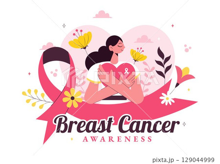 Breast Cancer Awareness Month Vector Illustration of Diverse Women with Pink Support Ribbon for Healthcare Campaign, Solidarity and Medical Prevention Breast Cancer Awareness Month Vector Illustration of Diverse Women with Pink Support Ribbon for Healthcare Campaign, Solidarity and Medical Prevention 129044999